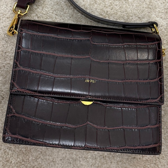 JW PEI Dark Burgundy Croc-Embossed Crossbody Bag - Picture 2 of 2